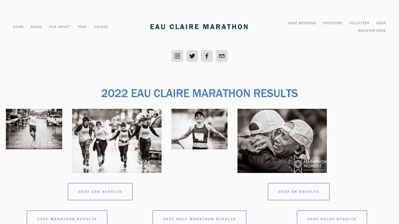 Results Page — Eau Claire Marathon