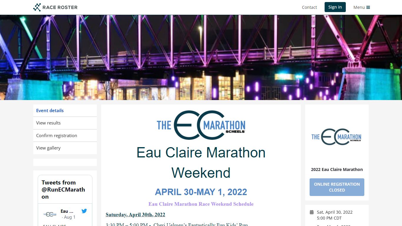 2022 — 2022 Eau Claire Marathon - Race Roster